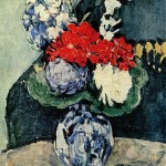 Still life, Delft vase with flowers