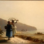 Two Women Chatting by the Sea