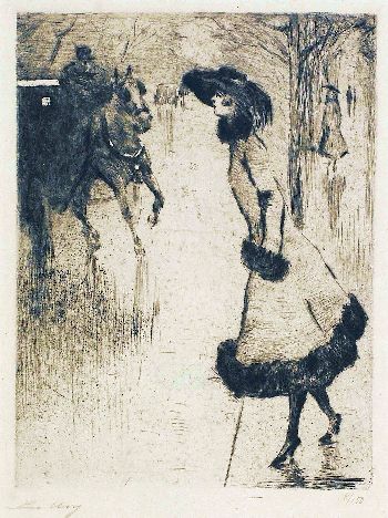 drawing by the famous artist lesser ury