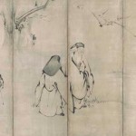 Chinese poets and an attendant beneath plum tree