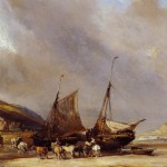 Riders on the Beach with Ship