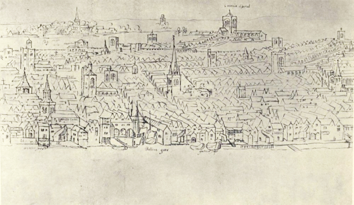 Billingsgate, a London cityscape by Anton van den Wyngaerde