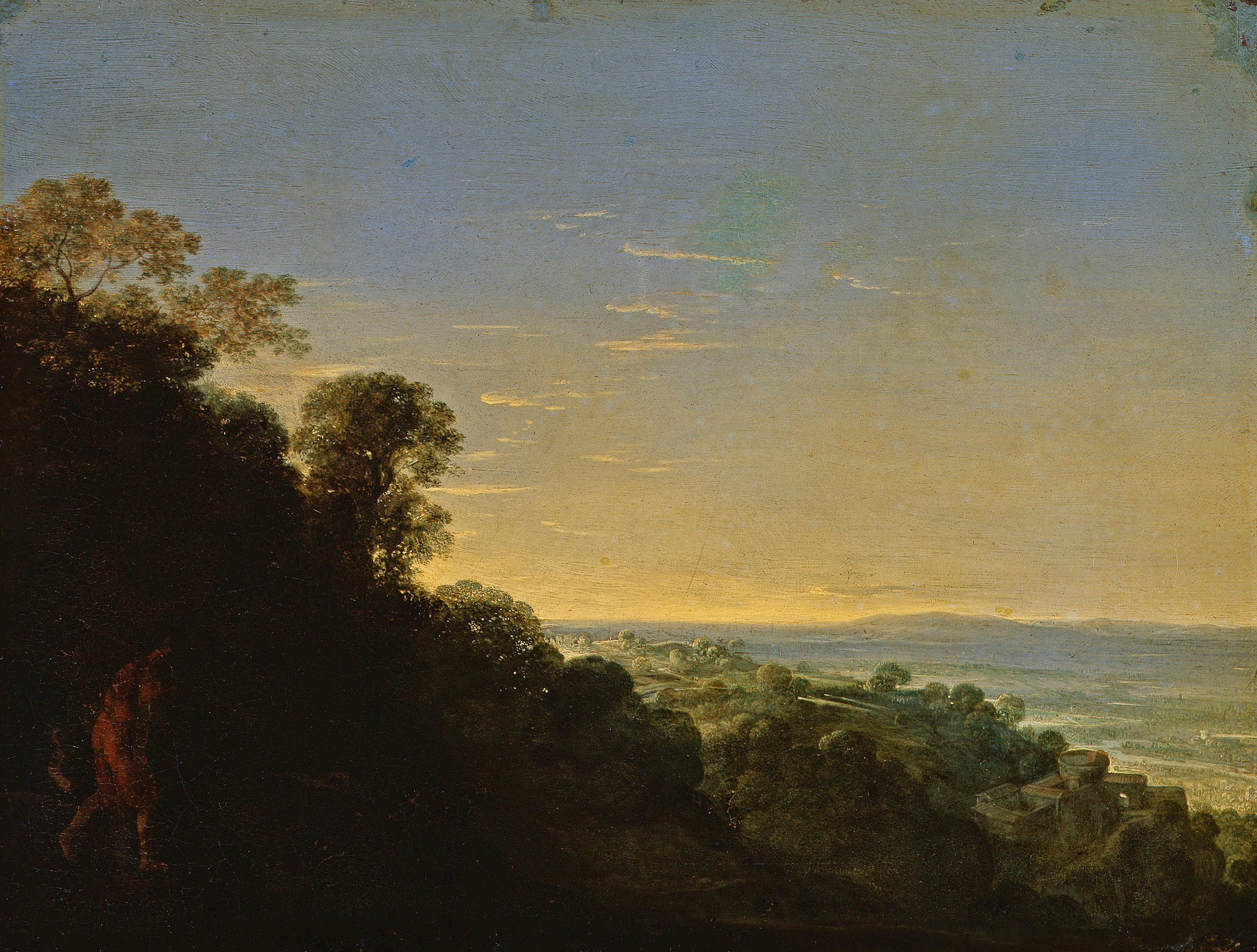 GG 550, Adam Elsheimer (1578-1610), Morgenlandschaft ("Aurora"), Kupfer, 17 X 22 cm